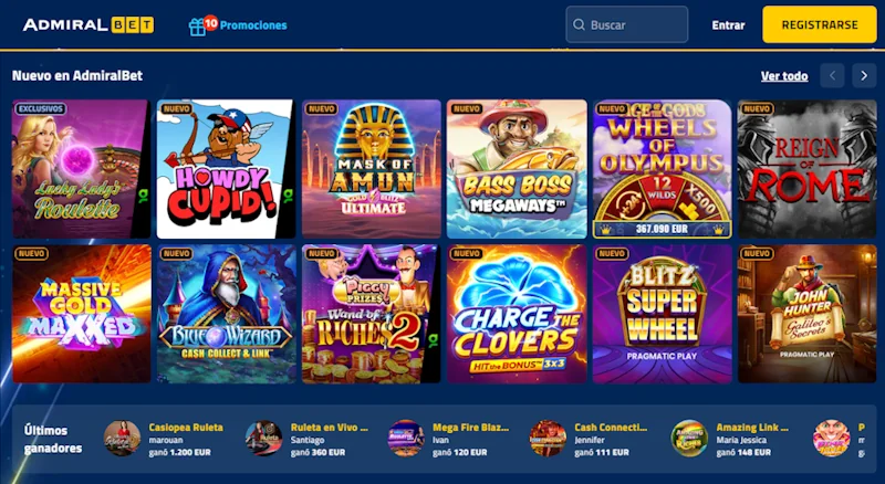 Juegos de Admiral Bet Casino