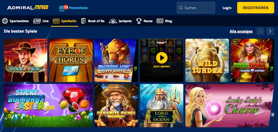 Admiral Bet Casino Spiele